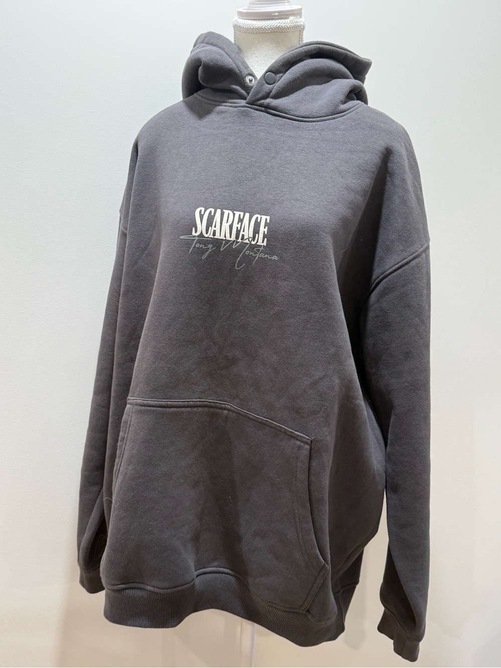 Pull&Bear Scarface Charcoal Gray Hoodie